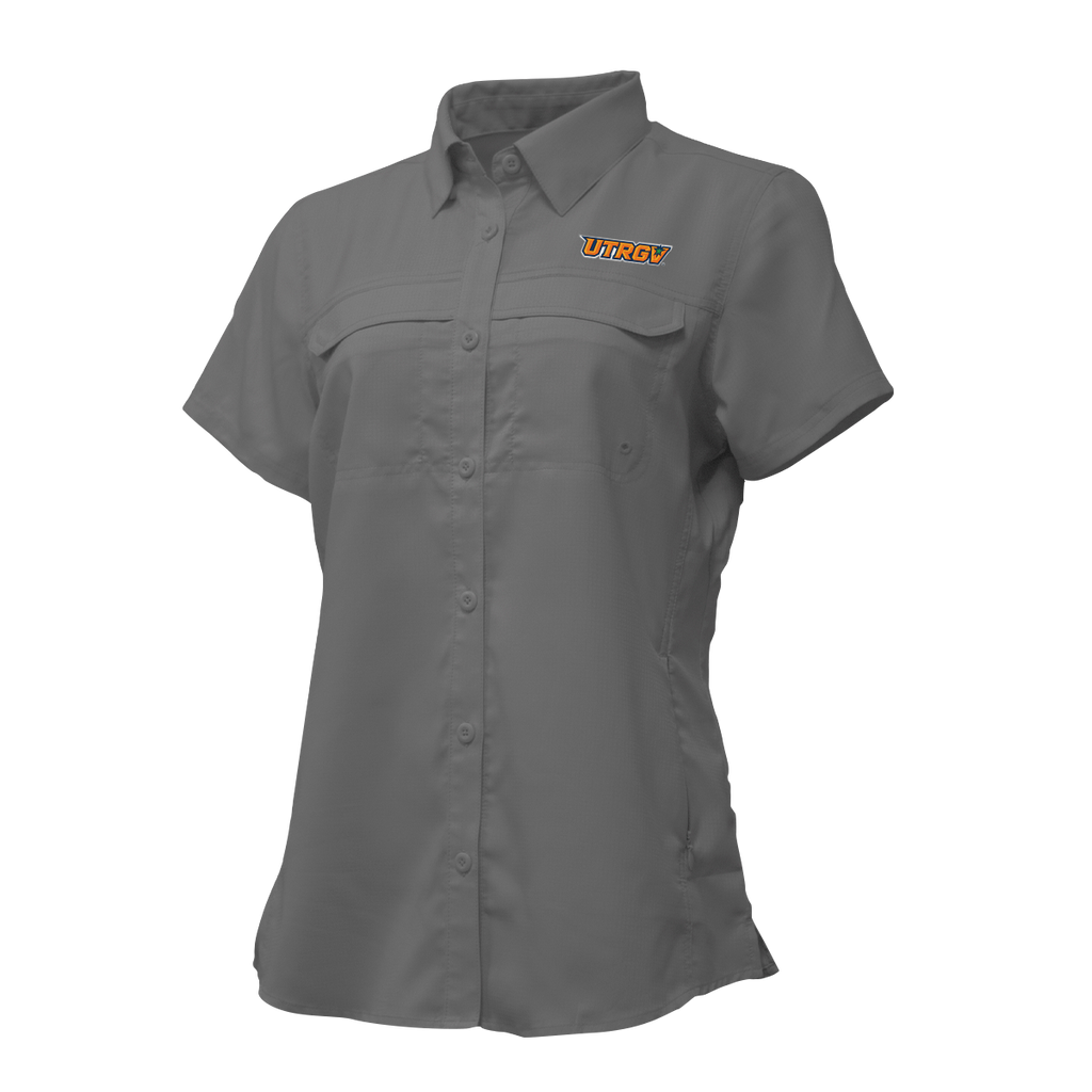 UTRGV™ - Primary Logo - Women's Grey Fishing Shirt | Official Apparel