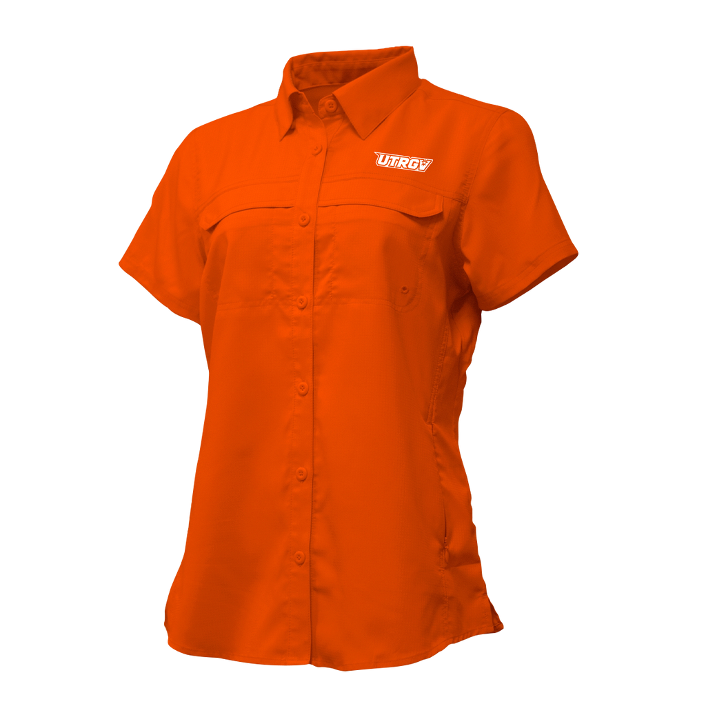 UTRGV™ - White Primary Logo - Women's Orange Fishing Shirt | Official Apparel