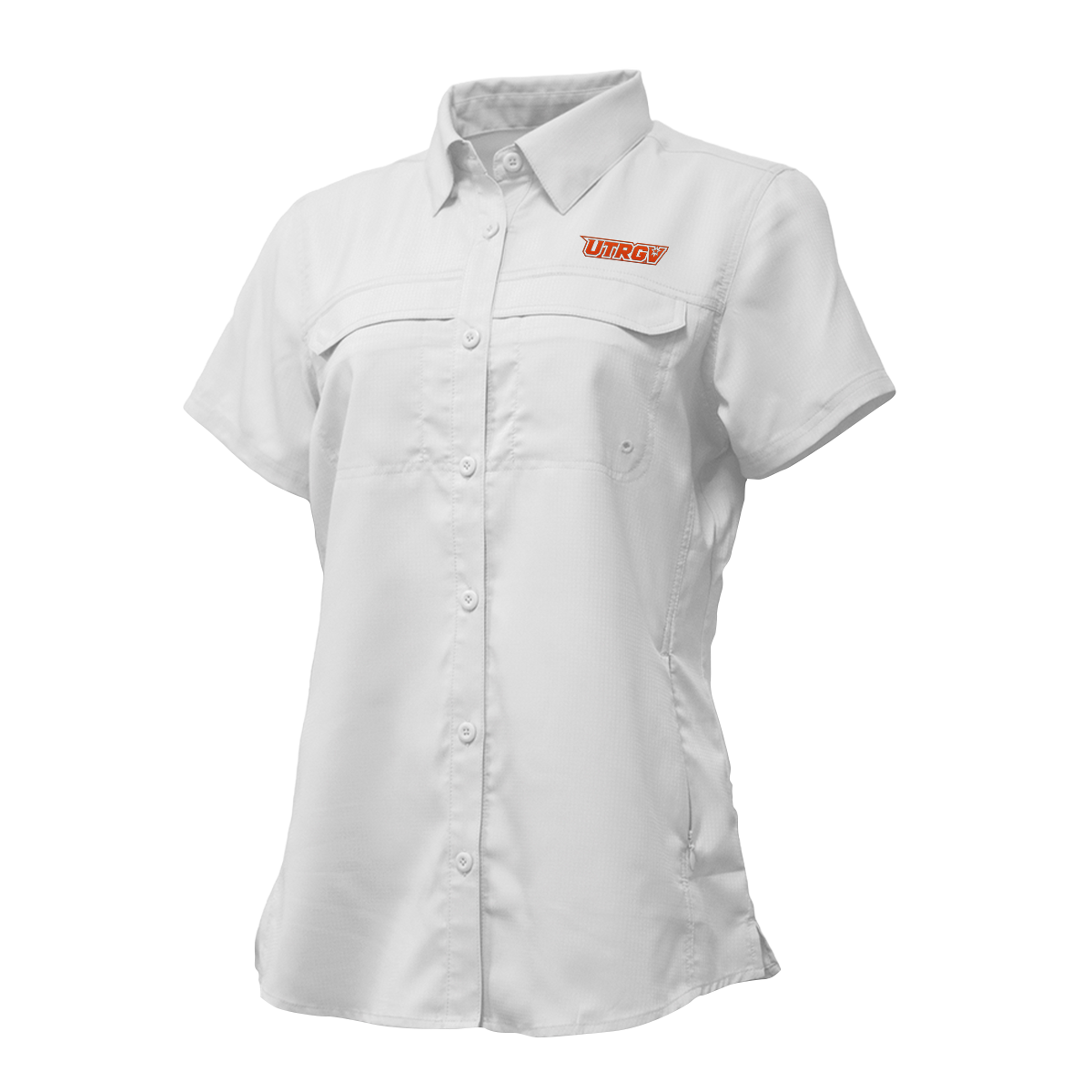 UTRGV™ - Orange Primary Logo - Women's White Fishing Shirt | Official Apparel