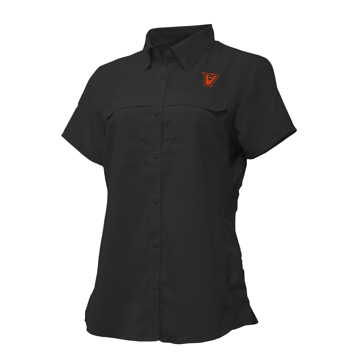 UTRGV™ - Orange V Logo - Women's Black Fishing Shirt | Official Apparel