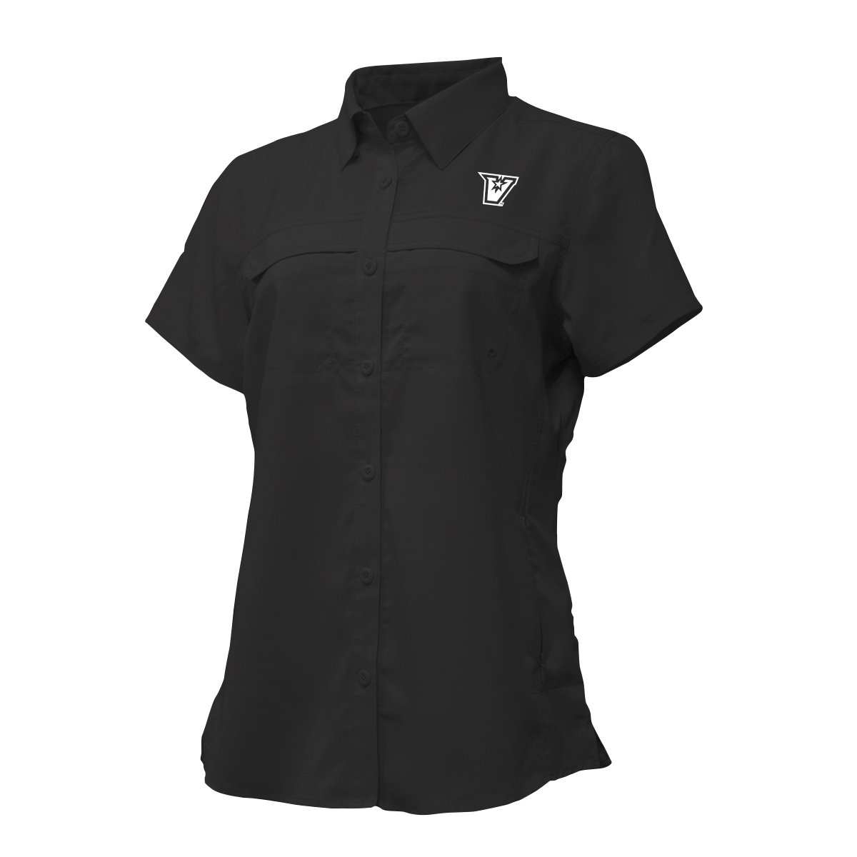 UTRGV™ - White V Logo - Women's Black Fishing Shirt | Official Apparel