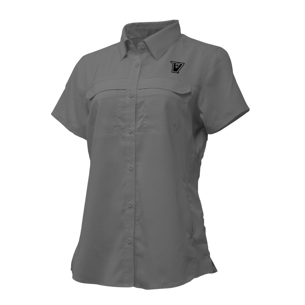 UTRGV™ - Black V Logo - Women's Grey Fishing Shirt | Official Apparel