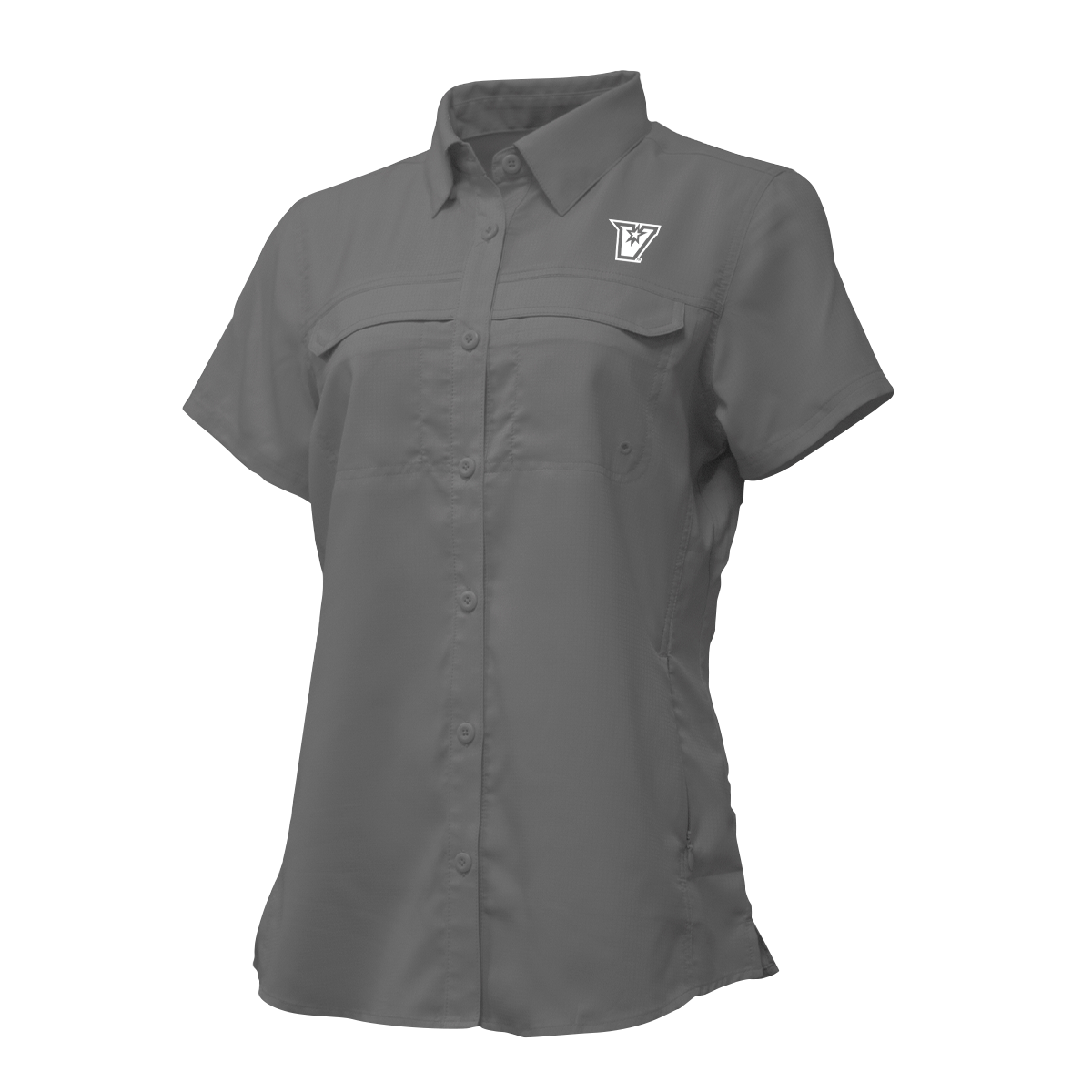 UTRGV™ - White V Logo - Women's Grey Fishing Shirt | Official Apparel
