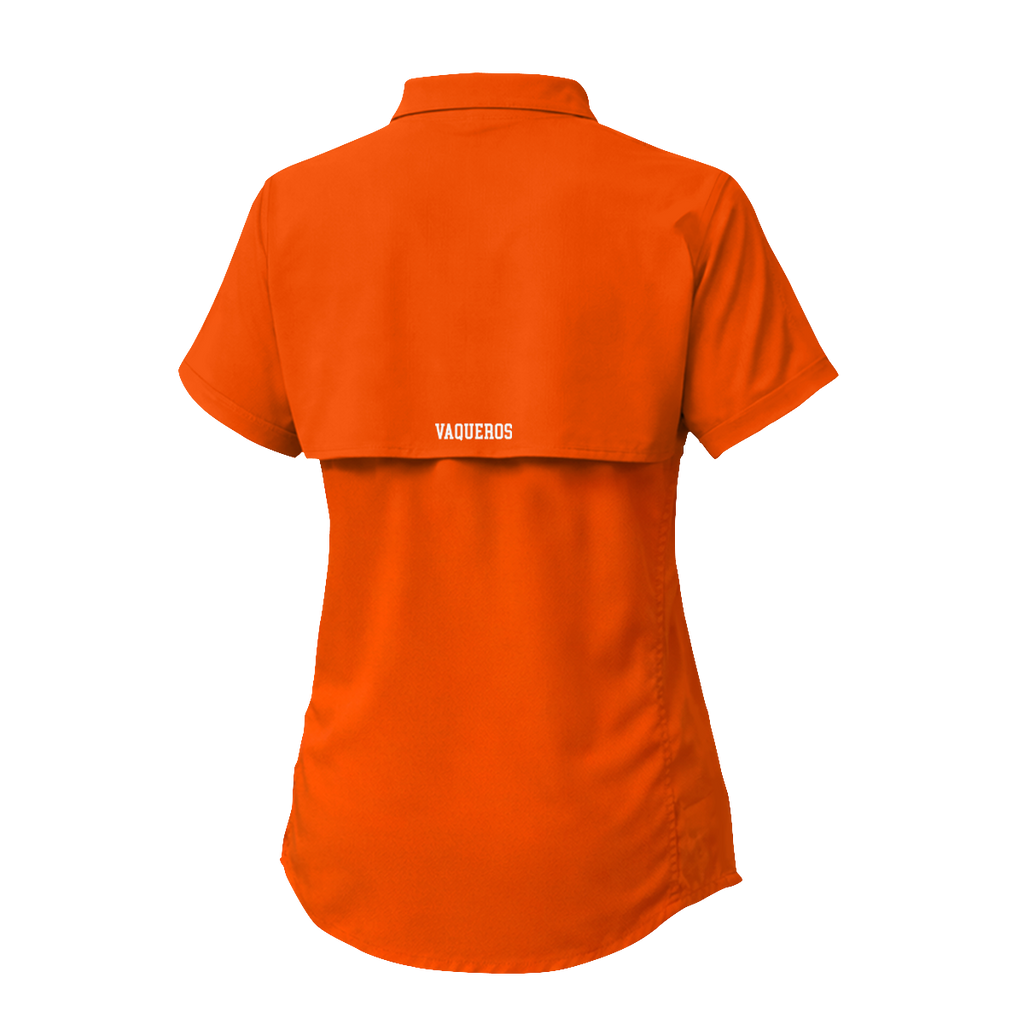 UTRGV™ - White V Logo - Women's Orange Fishing Shirt | Official Apparel