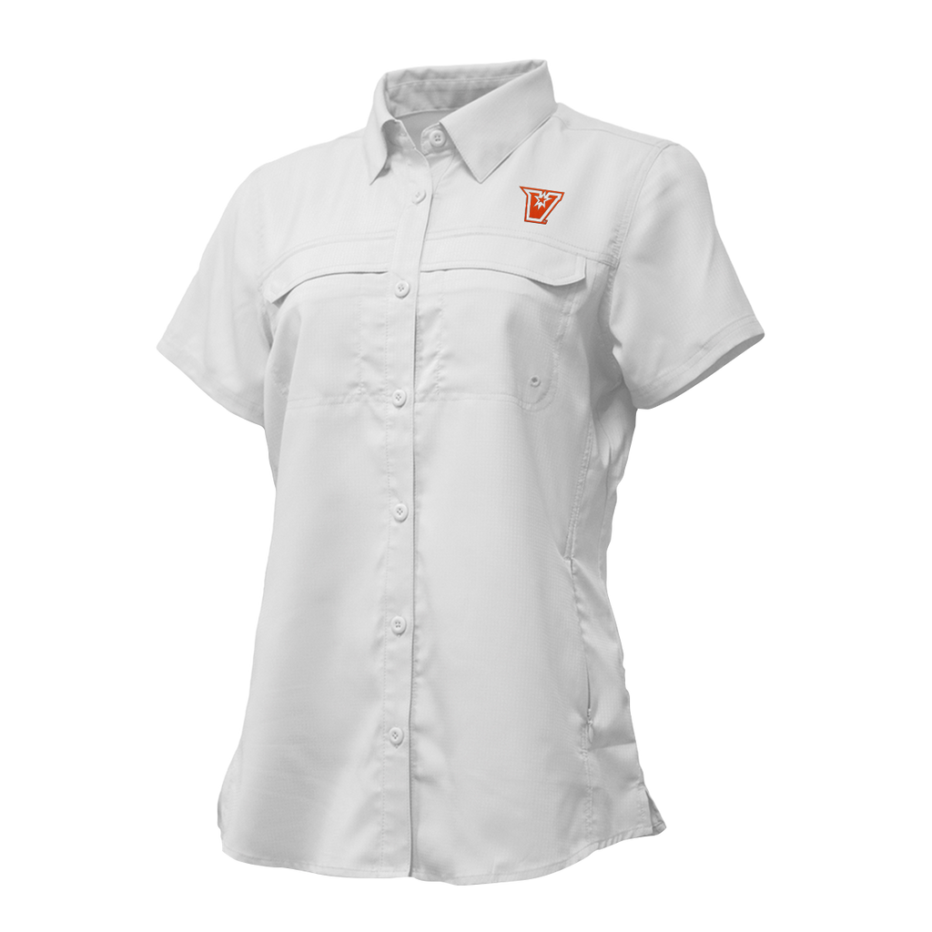 UTRGV™ - Orange V Logo - Women's White Fishing Shirt | Official Apparel