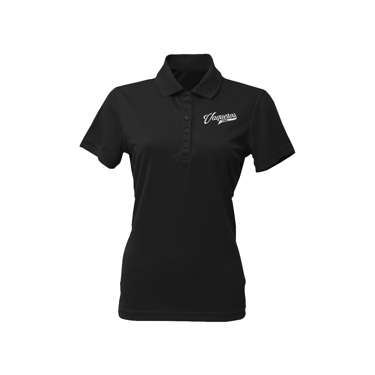 UTRGV™ White Vaqueros Logo – Women’s Black Performance Polo | Official Apparel
